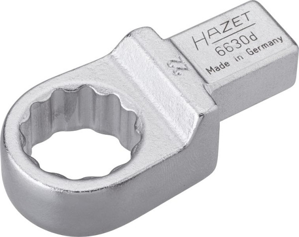 Hazet Einsteck-Ringschlüssel, Einsteck-Vierkant 14 x 18 mm, Außen-Doppel-Sechskant-Tractionsprofil, 22 mm, 6630D-22