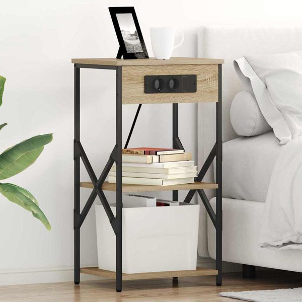 vidaXL Nachttisch 2 pcs Sonoma Eiche 41 x 31 x 76 cm Holzwerkstoff, 859528
