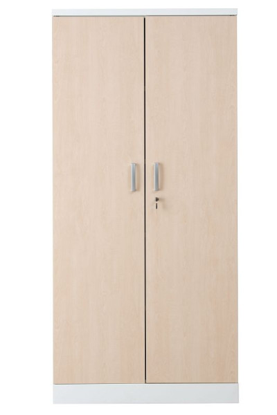 Gürkan Flügeltürenschrank, 42 x 92 x 195 cm, Verkehrsweiß, Ahorn, Fachboden Stück 4, FLC/WD.19, 100118