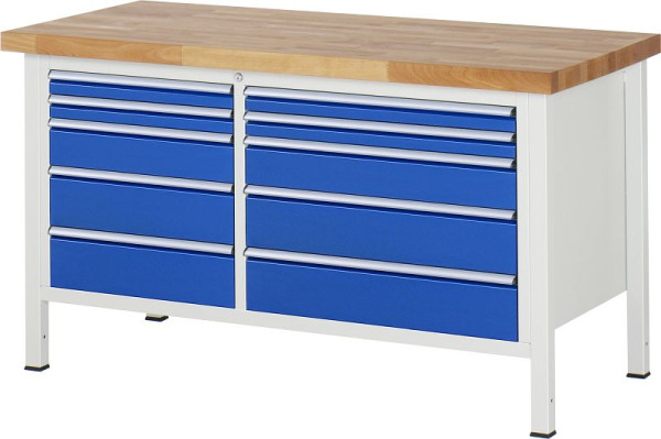 RAU Werkbank Serie 8000 - Modell 8656, B1500 x T700 x H840 mm, Systemunterbau B1425 x T650 x H800 mm, 03-8656A2-157B4S.11