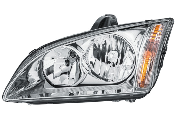 HELLA Halogen-Hauptscheinwerfer, für u.a. Ford Focus II (DA_, HCP, DP), chrom, ECE, für Rechtsverkehr, links, 1EL 010 201-011