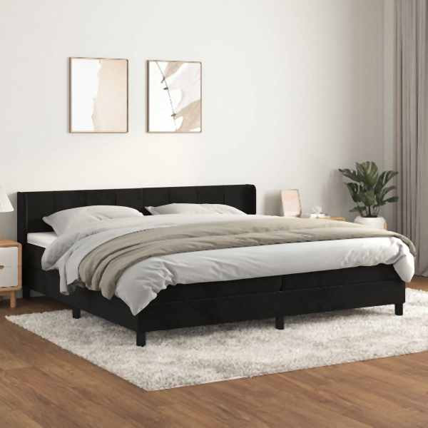 vidaXL Boxspringbett mit Matratze Schwarz 200x200 cm Samt, 3130981