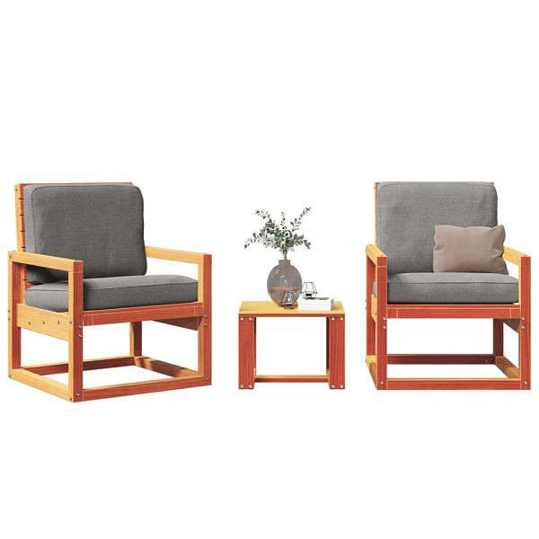 vidaXL 3-teilig Garten-Lounge-Set Wachsbraun Massivholz Kiefer, 844646