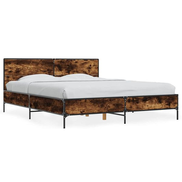 vidaXL Bettgestell Räuchereiche 150x200 cm Holzwerkstoff und Metall, 3280004