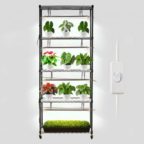 VEVOR DIY-Pflanzenregal mit Rädern, 192W 5000K Vollspektrum-Lichtern, Metall, 750x350x1800mm für Samenanzucht, ZWPYJDIYGN29IQXAP001V2