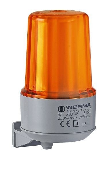 WERMA Dauerleuchte Wandmontage 12-230VAC/DC YE Gehäusefarbe grau- gelb, 851.300.38