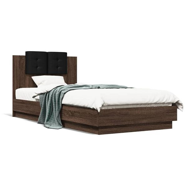 vidaXL Bettgestell mit Kopfteil Braun Eichen-Optik 90x200 cm, 3209946