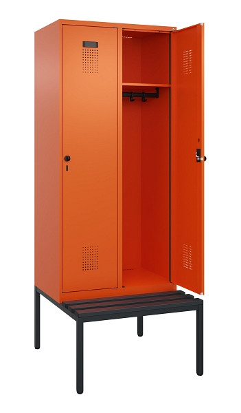 C+P Spind Evolo PLUS, 2 Abteile, 2120x800x815mm, 2004/2004, Haken 4, Drehriegel, Sitzfläche Kunststoff, Sitzbank, 0490507-22 S10077