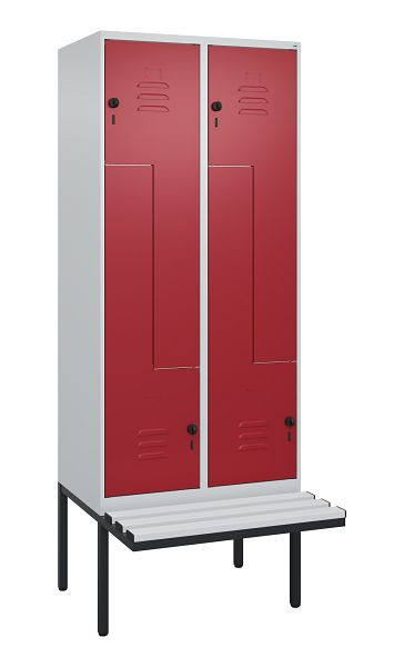 C+P Z-Spind Classic PLUS, Bank, 4 Abteile, 2120x800x815mm, 7035/3003, Drehriegel, 0800437-224 S10031