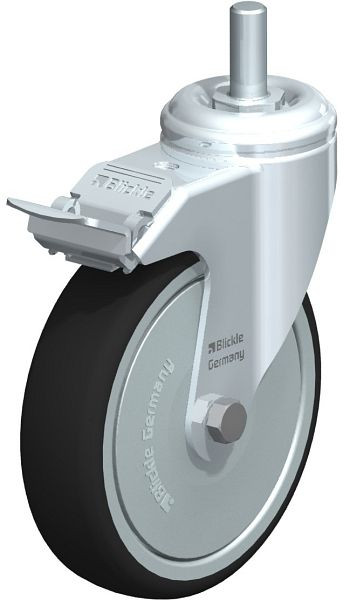 Blickle LKRA-PATH 126K-FI-FK-GS12 Apparate-Lenkrolle mit Gewindestift & Feststeller, Thermoplastisches Polyurethan, Grau, 848871