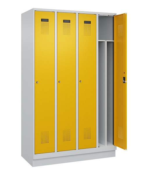 C+P Spind Evolo PLUS, mit Sockel, 4 Abteile, 1950x1200x500mm, 7035/1004, Verschluss Zylinderschloss, 049020-40F S10027