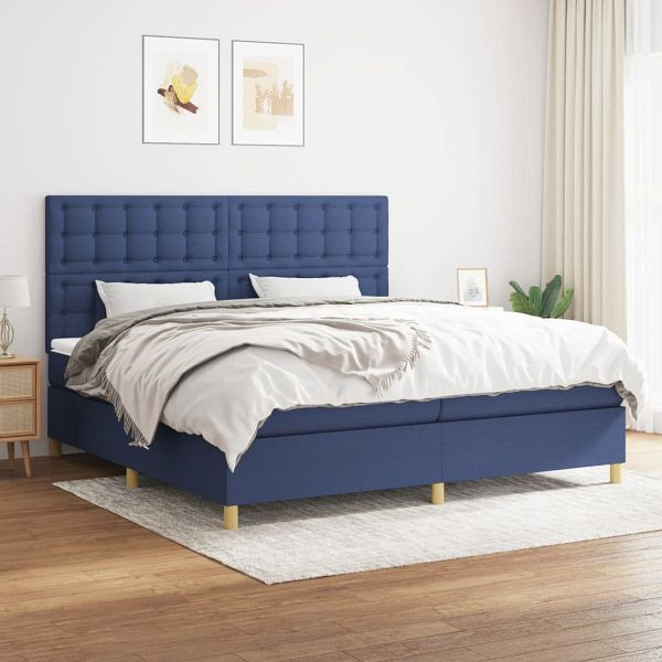 vidaXL Boxspringbett mit Matratze Blau 200x200 cm Stoff, 3142687
