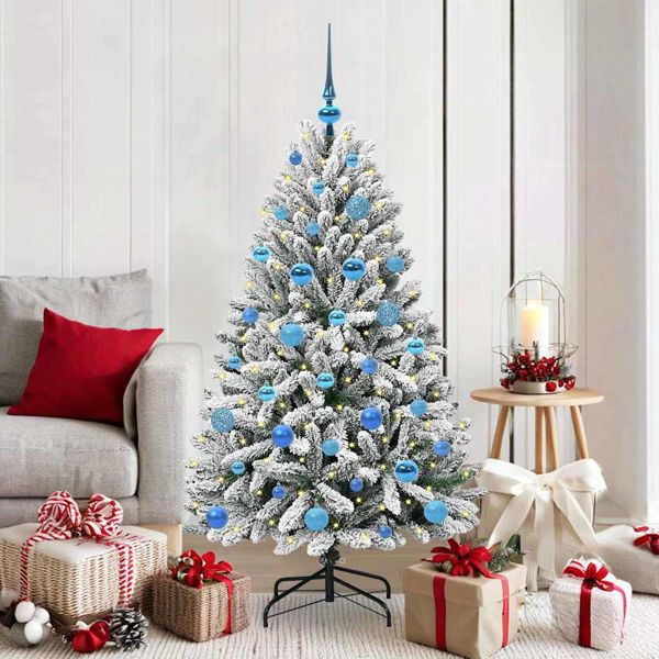 vidaXL Künstlicher Weihnachtsbaum Grün und Weiß 150 cm PVC und Metall, 3395746