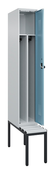 C+P Spind Evolo PLUS, 1 Abteile, 2120x300x815mm, 7035/0010, Haken 4, Drehriegel, Sitzfläche Kunststoff, Sitzbank, 0490507-10F S10064