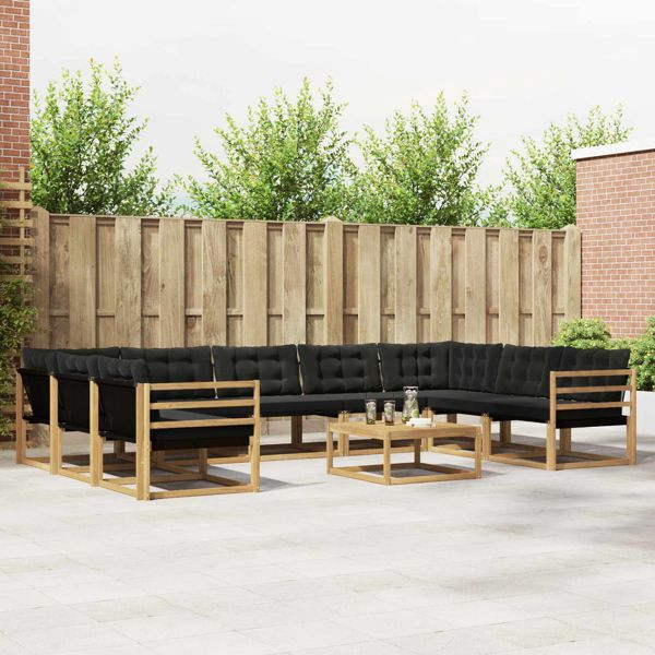 vidaXL Outdoor-Sofagarnitur mit Kissen 10-teilig Weiß und Schwarz, 3389082