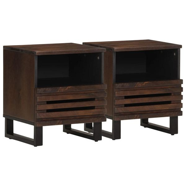 vidaXL Nachttische 2 Stück 40x34x46 cm Massivholz Mango, 377471