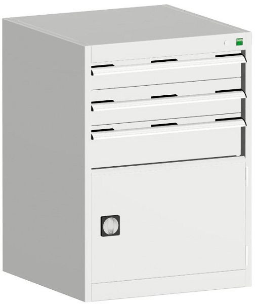bott cubio Schubladenschrank bestückt mit 3 Schubladen, Tür BxTxH: 650 x 525 x 900 mm, RAL 7035, 40011048.16V