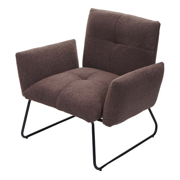 Mendler Lounge-Sessel HWC-K34, Cocktailsessel Sessel, Bouclé Stoff/Textil, braun, 89667