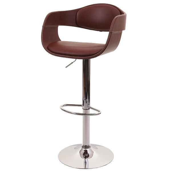 Mendler Barhocker HWC-A47b, Barstuhl Tresenhocker, Retro-Design, Holz Kunstleder, braun, 94638