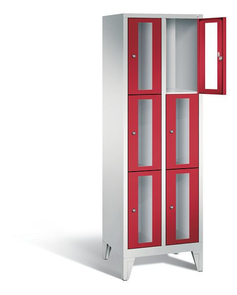 C+P Schließfachschrank Classic, H1850xB610xT500mm, Farbe: Lichtgrau / feuerrot, 8010A203 S10021