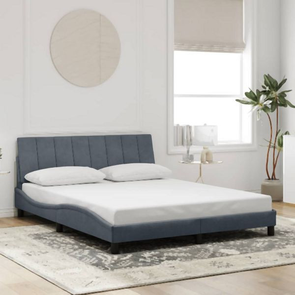 vidaXL Bettgestell ohne Matratze Dunkelgrau 160x200 cm Samt, 3207856