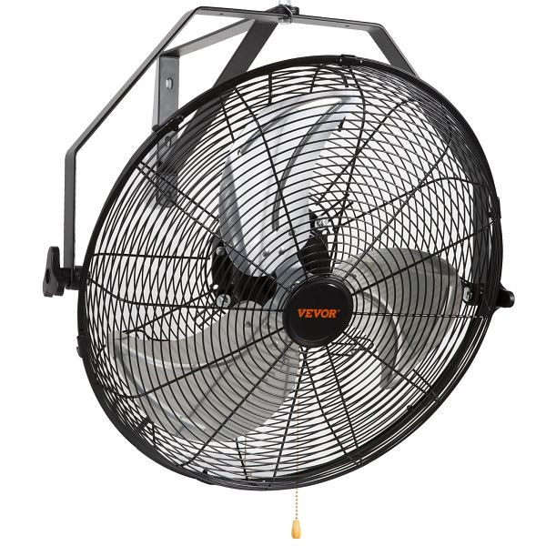 VEVOR Wandventilator, 57 cm, wasserdichter oszillierender Wandventilator, 3 Geschwindigkeiten, Schwarz, GYBGSFS18INCH2HS2V2