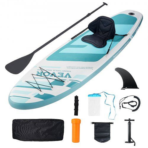 VEVOR Aufblasbares Stand-Up-Paddle-Board, 3230,8 x 838,2 x 152,4 mm PVC SUP-Paddleboard mit Abnehmbarem Kajaksitz, Board-Zubehör, Blau, CQJBDZYKDZYK39IDTV0
