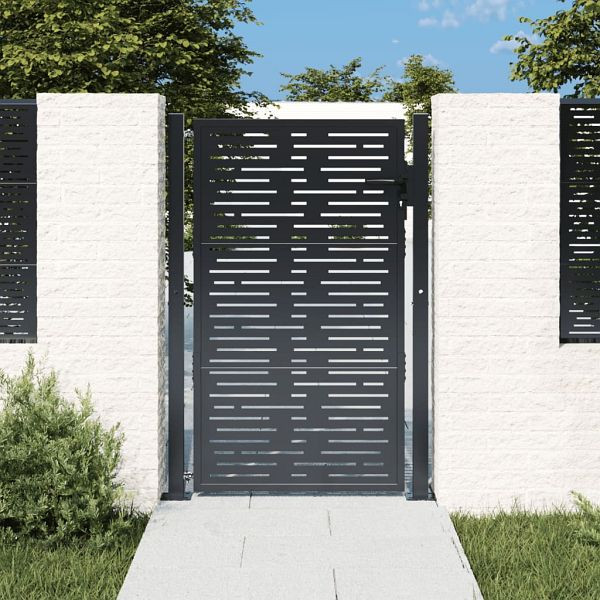 vidaXL Gartentor Anthrazit 105x130 cm Stahl Quadratisches Design, 153192