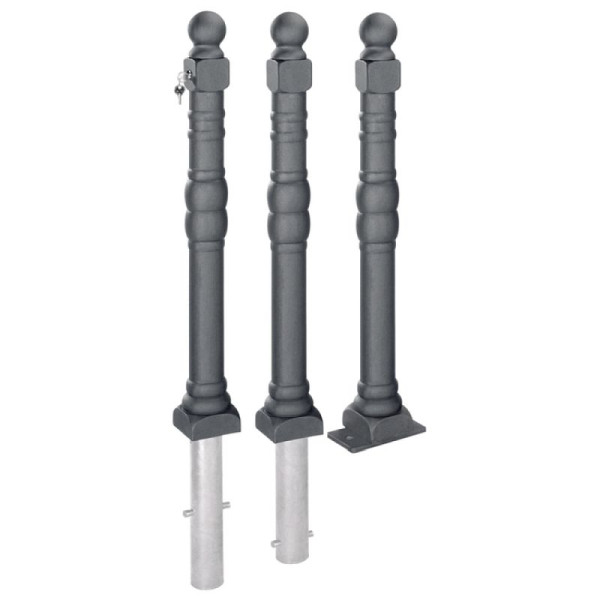 Stein HGS Pfosten -Nostalgie-, Heraushebbar, mit Sicherheitsschloss, gleichschließend, Schließung oben, zum Einbetonieren und 2 Schlüssel, mit 2 Ösen, 14324-02