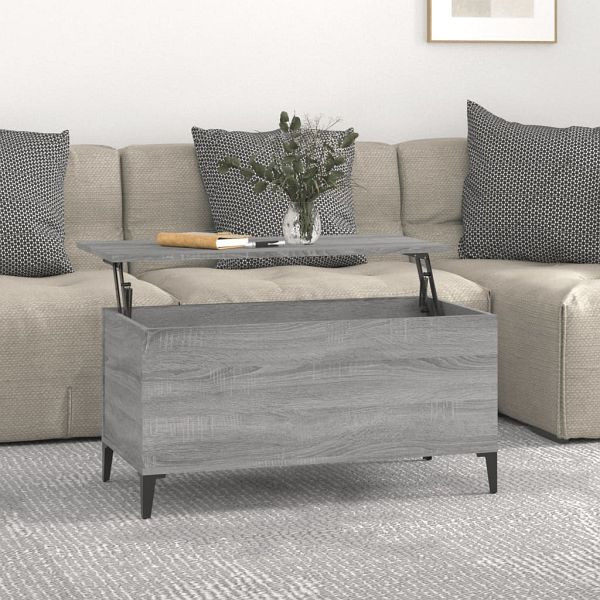 vidaXL Couchtisch Grau Sonoma 90x44,5x45 cm Holzwerkstoff, 819594