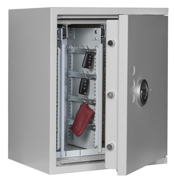 Eichner Wertschutz-Schlüsseltresor Klasse I mit Elektronikschloss, Einrichtung für 144 Schlüsselhaken, 605 x 500 x 420 mm, Farbe: RAL 7035, 9201-00014-ELS