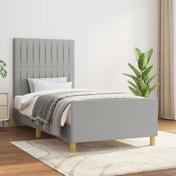 vidaXL Bettgestell mit Kopfteil Hellgrau 90x190 cm Stoff, 3125179
