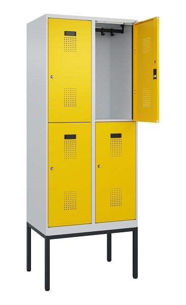 C+P Doppelstock-Spind Evolo PLUS, Gestell, 4 Fächer, 2120x800x500mm, 7035/1023, Zylinderschloss, 0493307-22 S10028
