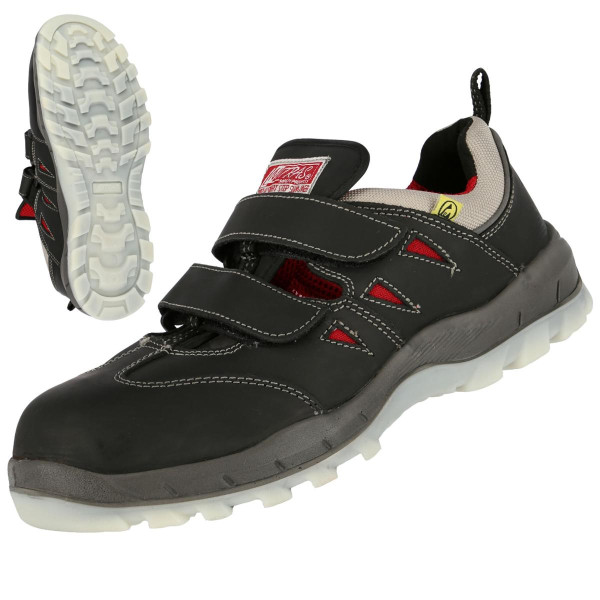 NITRAS SPORT STEP SA, S1P Sicherheitssandalen, strapazierfähiges Vollleder, schwarz, Größe: 35, VE: 10 Paar, 7302-35