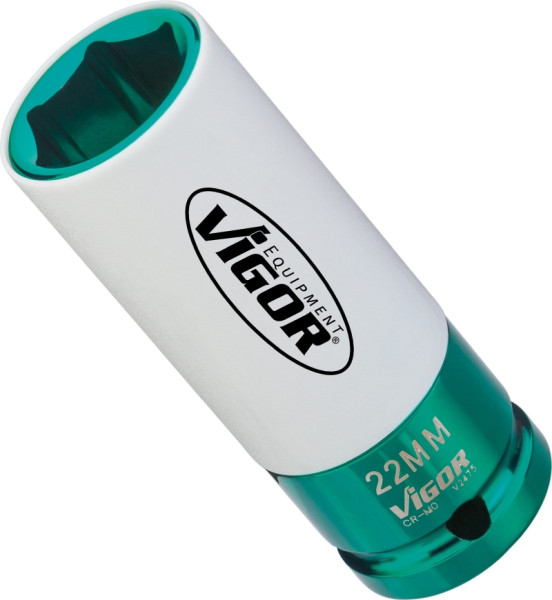 VIGOR Schlagschrauber Steckschlüsseleinsatz, Vierkant hohl 12,5 mm (1/2 Zoll), Außen-Sechskant Profil, 22 mm, V2475