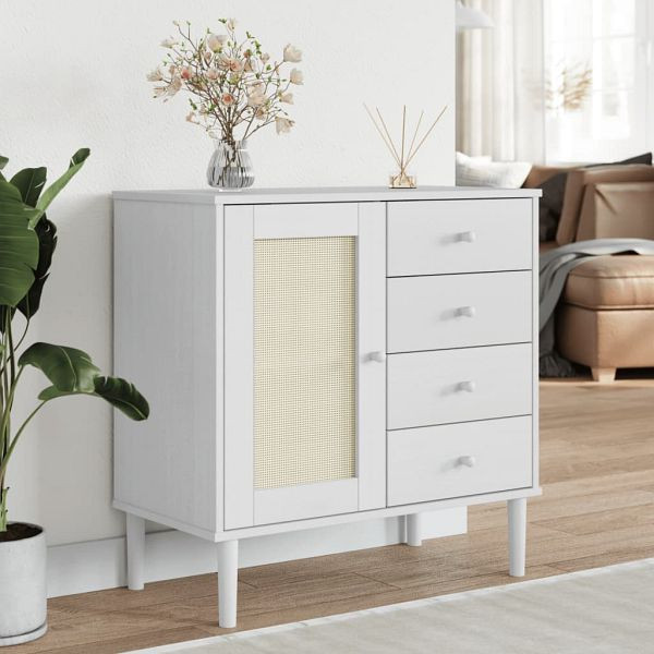 vidaXL Sideboard SENJA Rattan-Optik Weiß 80x40x80 cm Kiefernholz, 358038