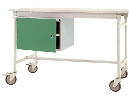 Manuflex Gehäuse-Unterbau mobil, Nutzhöhe 1 Tür und Einlegeboden mm mit resedagrün RAL 6011, für Tischtiefe 800 mm, Resedagrün, ZB4733.6011