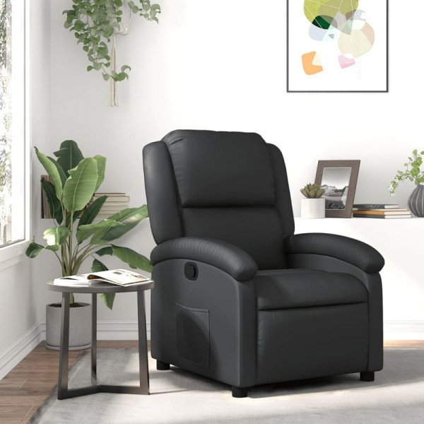 vidaXL Relaxsessel Echtleder Schwarz, 3205468, 8721012179561