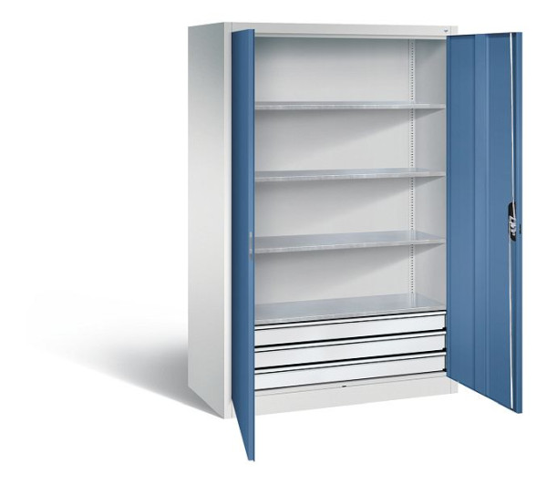 C+P Werkzeugschrank Acurado, H1950xB1200xT600mm, Farbe: Lichtgrau / Fernblau, Muldengriff, 8932-503 S10279