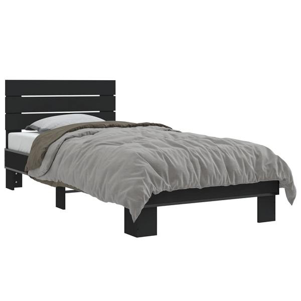 vidaXL Bettgestell Schwarz 90x200 cm Holzwerkstoff und Metall, 845742