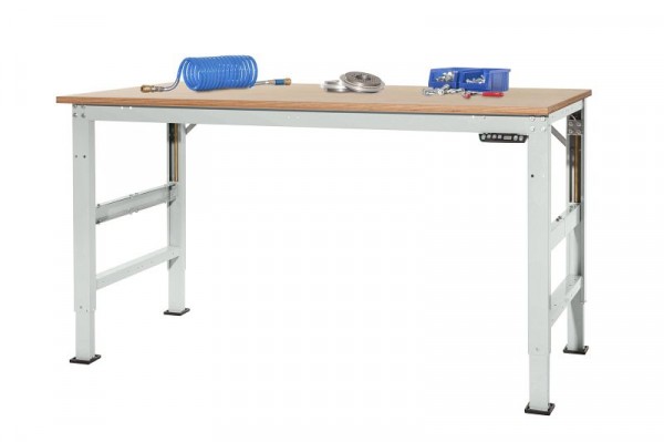 Manuflex Arbeitsgrundtisch UNIVERSAL Ergo E Memory mit Multiplexplatte, BxTxH = 1000 x 800 x 722-1002 mm, Lichtgrau, AU9515.7035