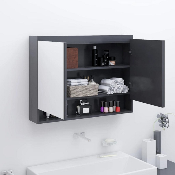 vidaXL Spiegelschrank fürs Bad 80x15x60 cm MDF Grau, 331534