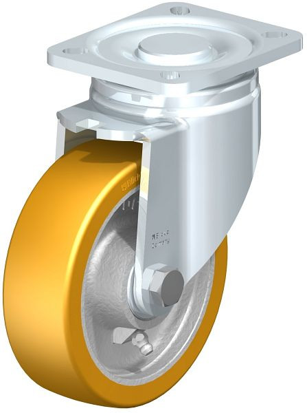 Blickle LH-GTH 125K-1 Stahlblech-Lenkrolle, Schwerlast-Ausführung, mit Anschraubplatte, Blickle Extrathane®, Hellbraun, 267047