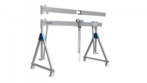 SCHILLING Alu Portalkran, fahrbar unter Last, klappbar, teilbarer 4 m Träger, hoch, Traglast 1.500 kg, 1491540-4