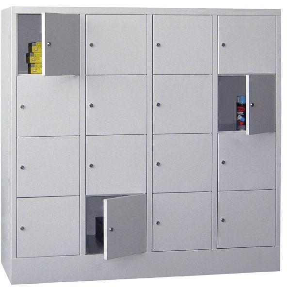 Deskin Schließfachschrank CLASSIC mit glatten Türen, Korpus lichtgrau, Türen lichtgrau, H 1518 x B 1600 x T 500 mm, 264171