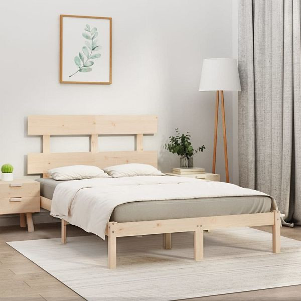 vidaXL Massivholzbett 200x200 cm, Material: Massives Kiefernholz (unbehandelt), 3104693