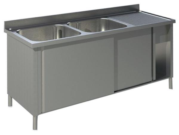 KBS Spültisch mit Unterschrank mit Schiebetüren B 180cm-Becken links, 91922106