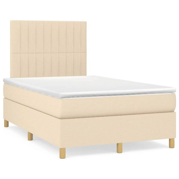 vidaXL Boxspringbett mit Matratze & LED Creme 120x190 cm Stoff, 3270265