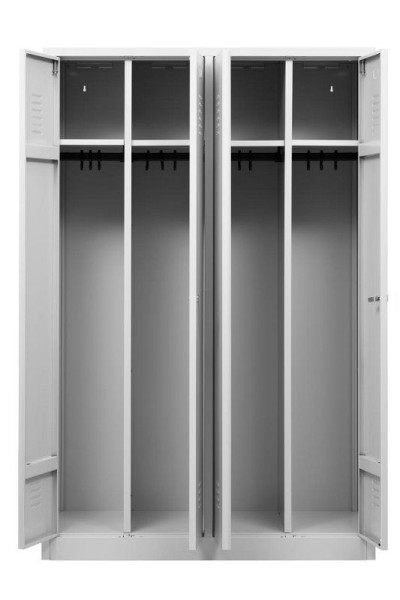 Gürkan Garderobenschrank, 50 x 117 x 180 cm, Lichtgrau, Vorhangschloss, Hutboden & Kleiderhaken, Zueinanderschlagende Türen, WRC/4.18117.V2, 104995