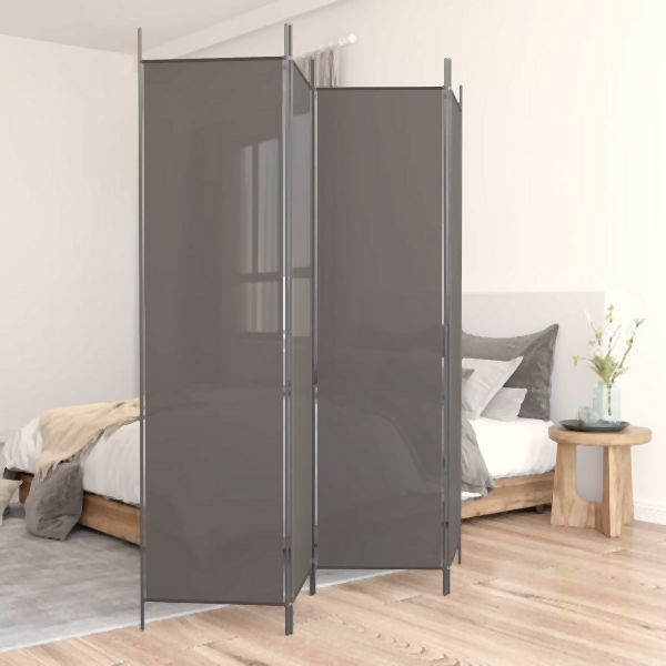 vidaXL 4-teilig Paravent Anthrazit 698x180 cm Stoff, 350284